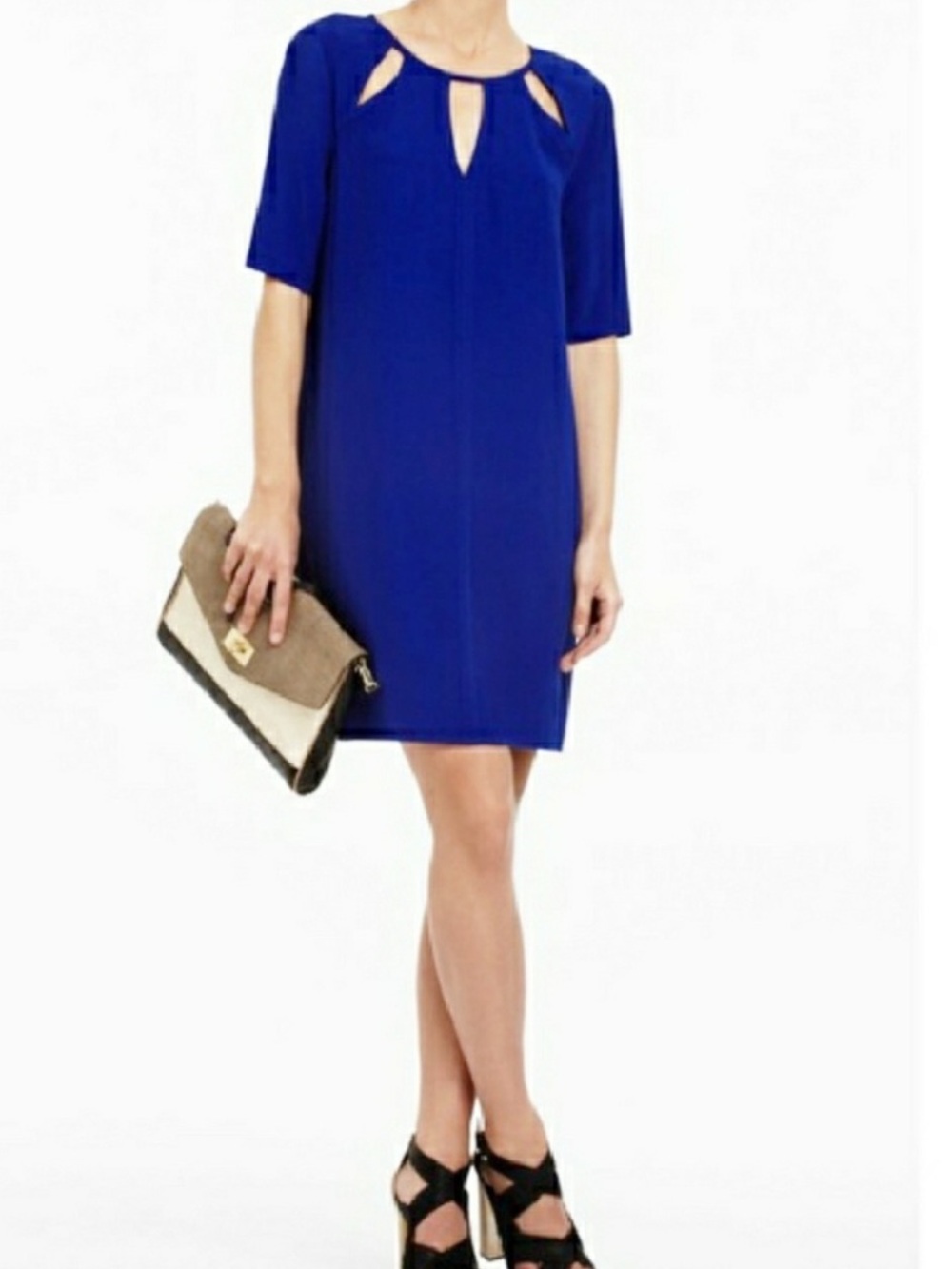 BCBGMaxAzria Cobalt Blue Keyhole Shift Dress